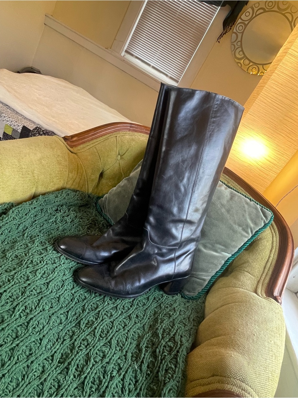 Calvin Klein Classifications Vintage Western Black Leather High Heel Boot Y2K - Picture 4 of 16